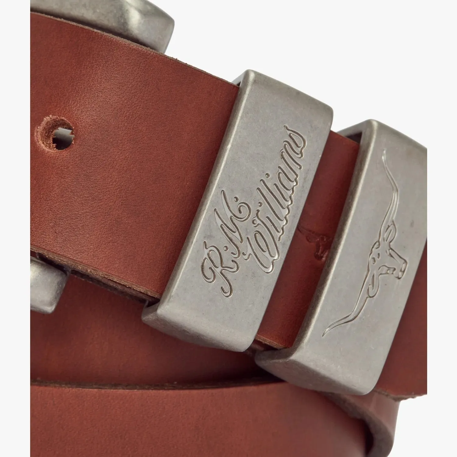 1 1/2" 3 Piece Solid Hide Belt - Dark Tan