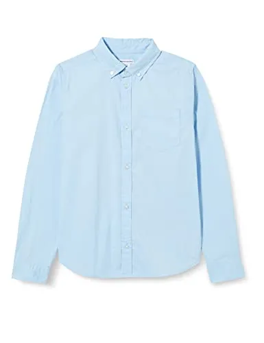 Amazon Essentials Boys' Uniform Long-Sleeve Woven Stretch Poplin Button-Down Shirts, Pack of 3, Blue, XX-Large