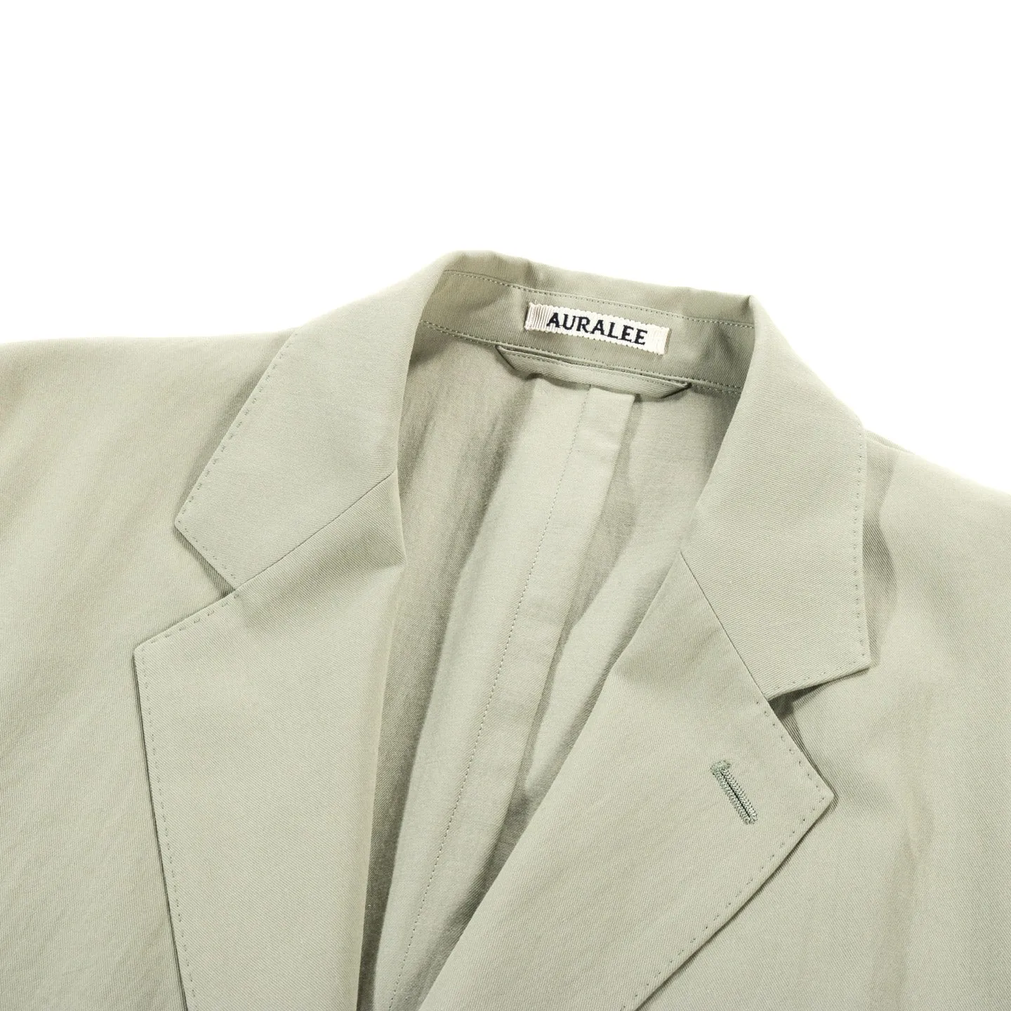 AURALEE HARD TWIST COTTON SILK VIYELLA JACKET SAGE GREEN