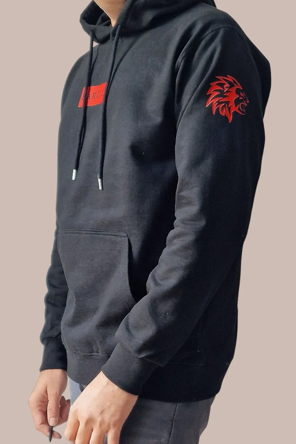 Barucci Joe Black Cotton-Blend Hoodie With Red Logo