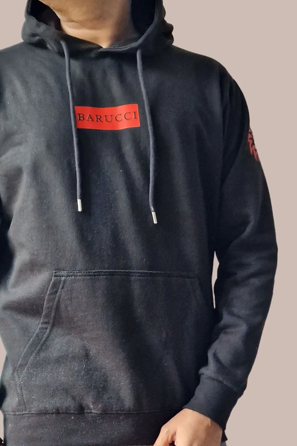 Barucci Joe Black Cotton-Blend Hoodie With Red Logo