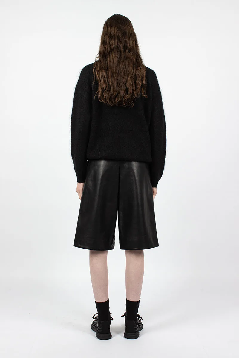 Bermuda Wide Leather Shorts Black