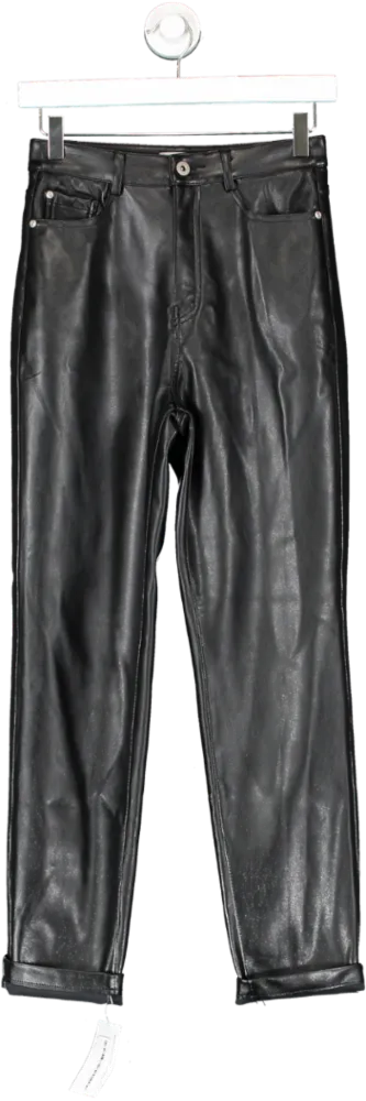 BOA Black Faux Leather Mom Trousers UK XS