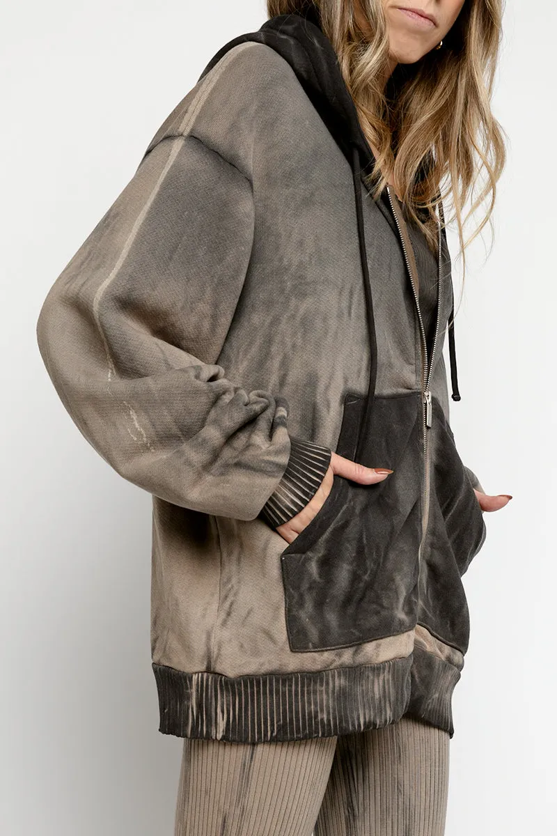 Brooklyn Oversized Zip Hoodie in Fossil Mix