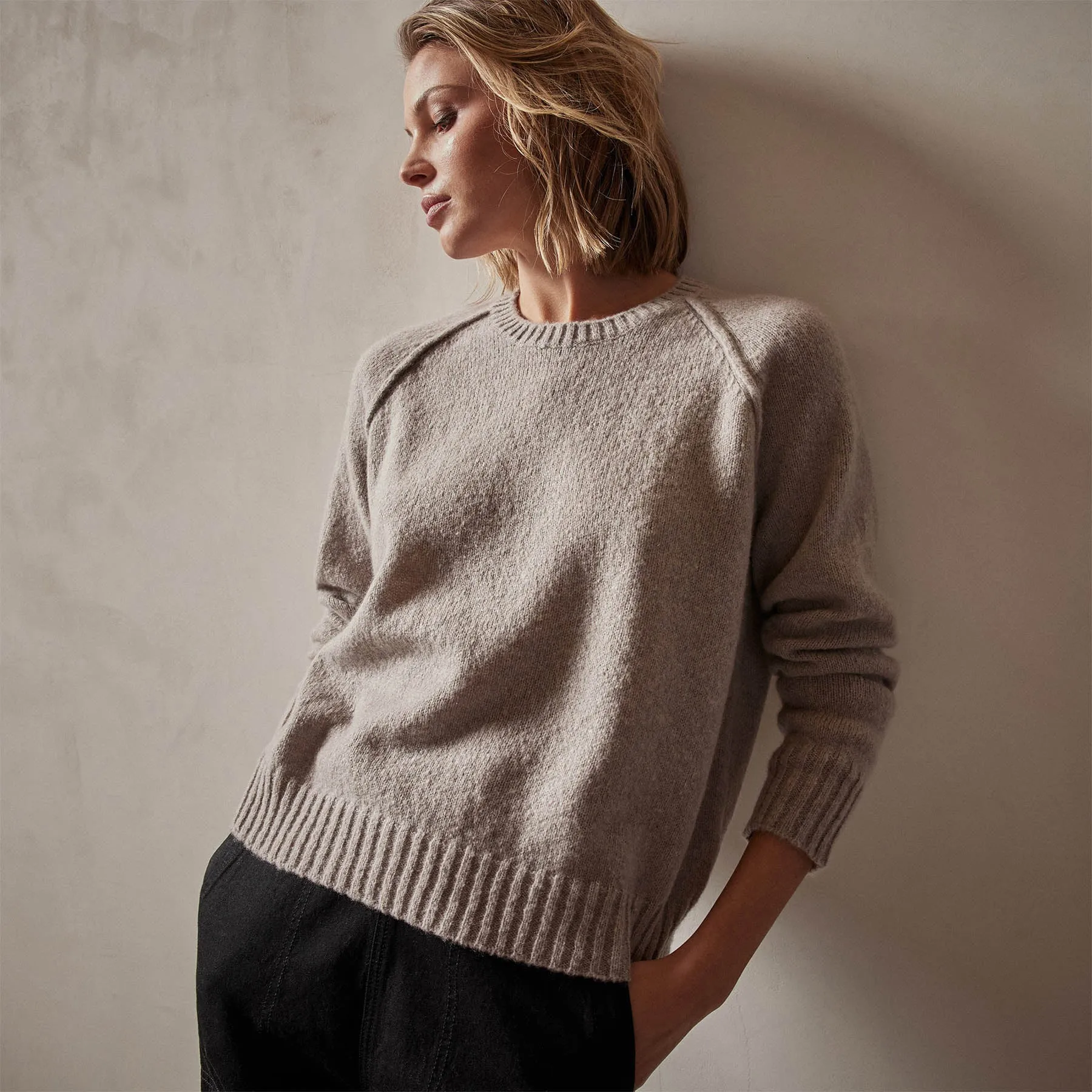 Cashmere Crew Sweater - Silver Wheat