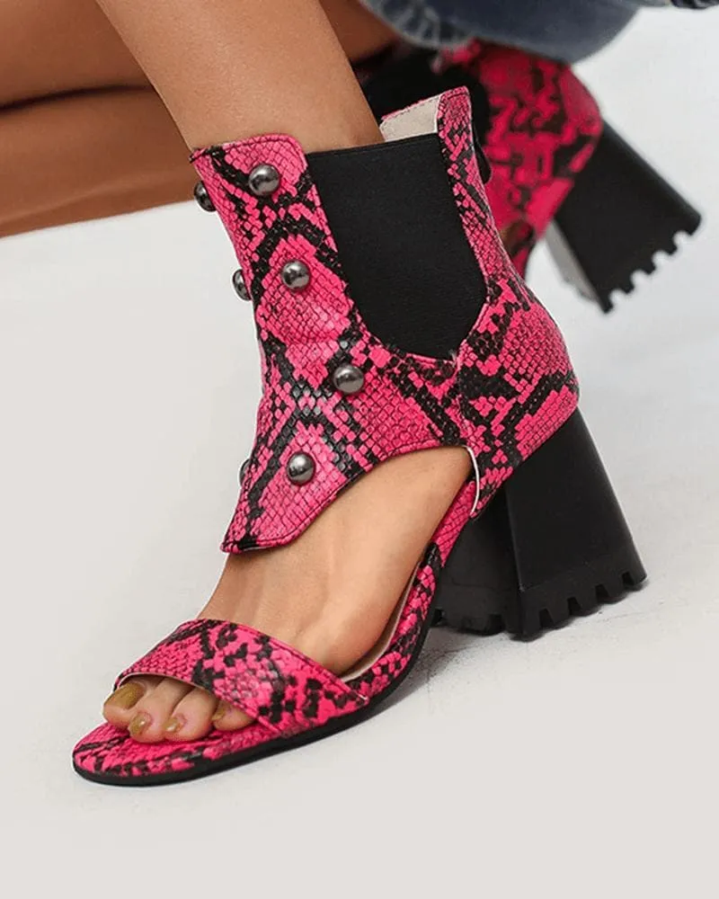 Casual Zipper Chunky Heel Sandals