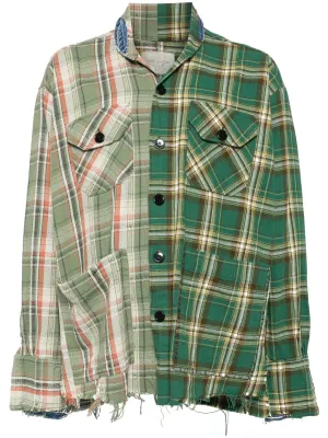 CHECKED PATCHWORK SHIRT JACKET