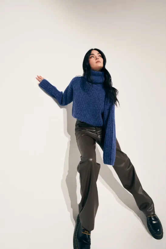 Cobalt Bruni Crop Turtleneck Sweater