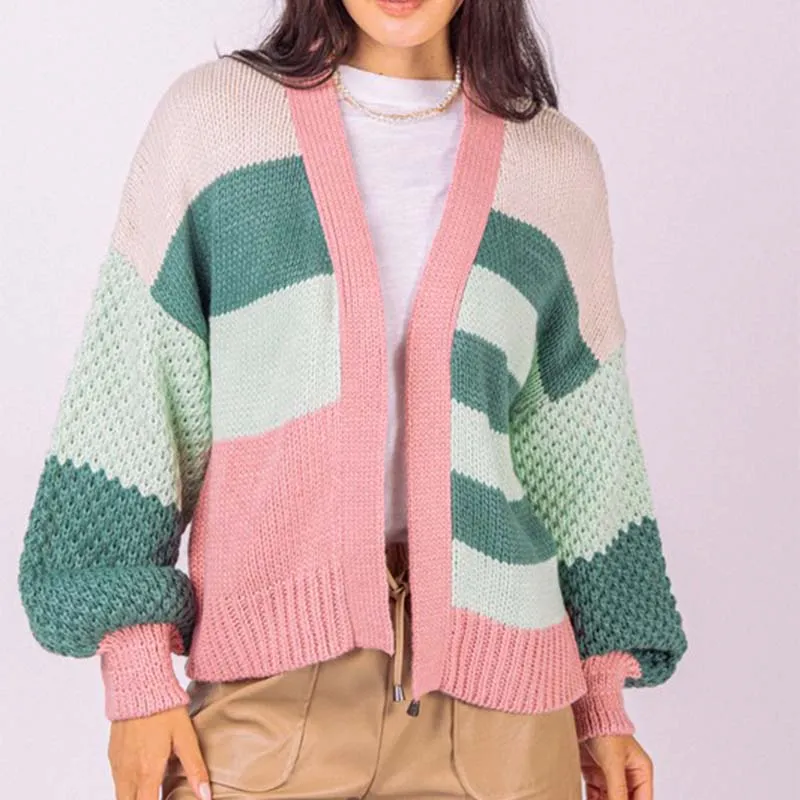 Colorblock Open Weave Bright Cardigan