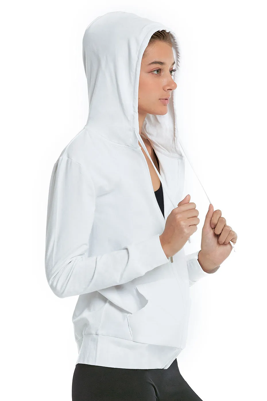 COTTONBELL LADIES SINGLE JERSEY ZIP-UP HOODIE JACKET (HDC7000C_WHITE)