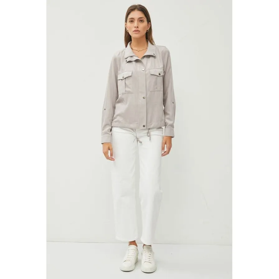 Cropped Utility Zipper Safari Jacket