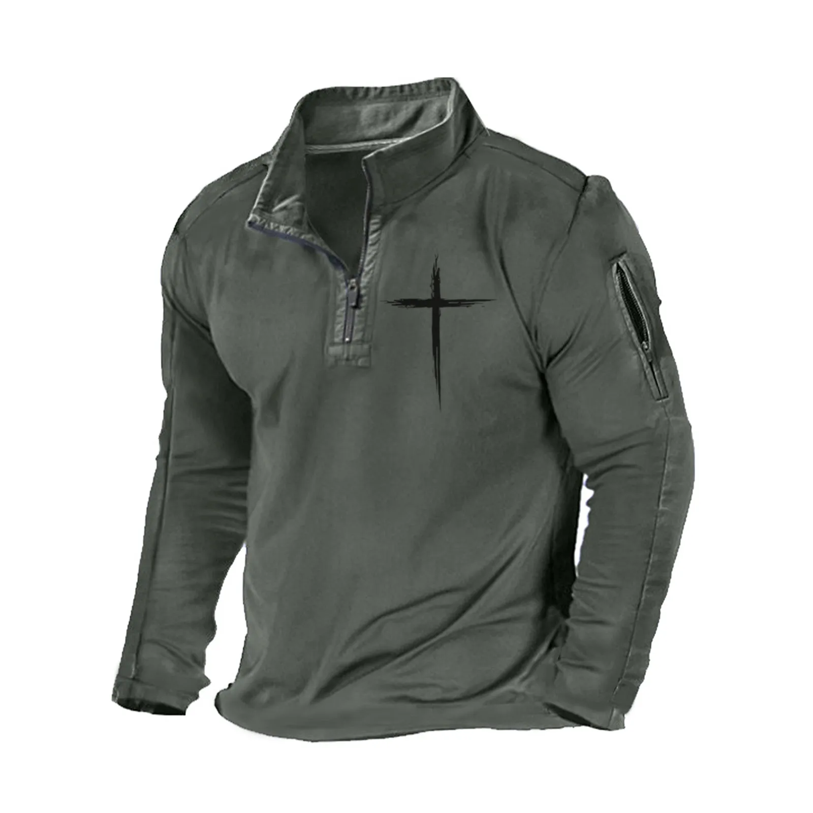 CROSS 1/4 ZIPPER GRAPHIC SWEATSHIRT