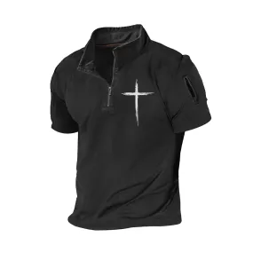 CROSS ZIPPER GRAPHIC POLO SHIRT