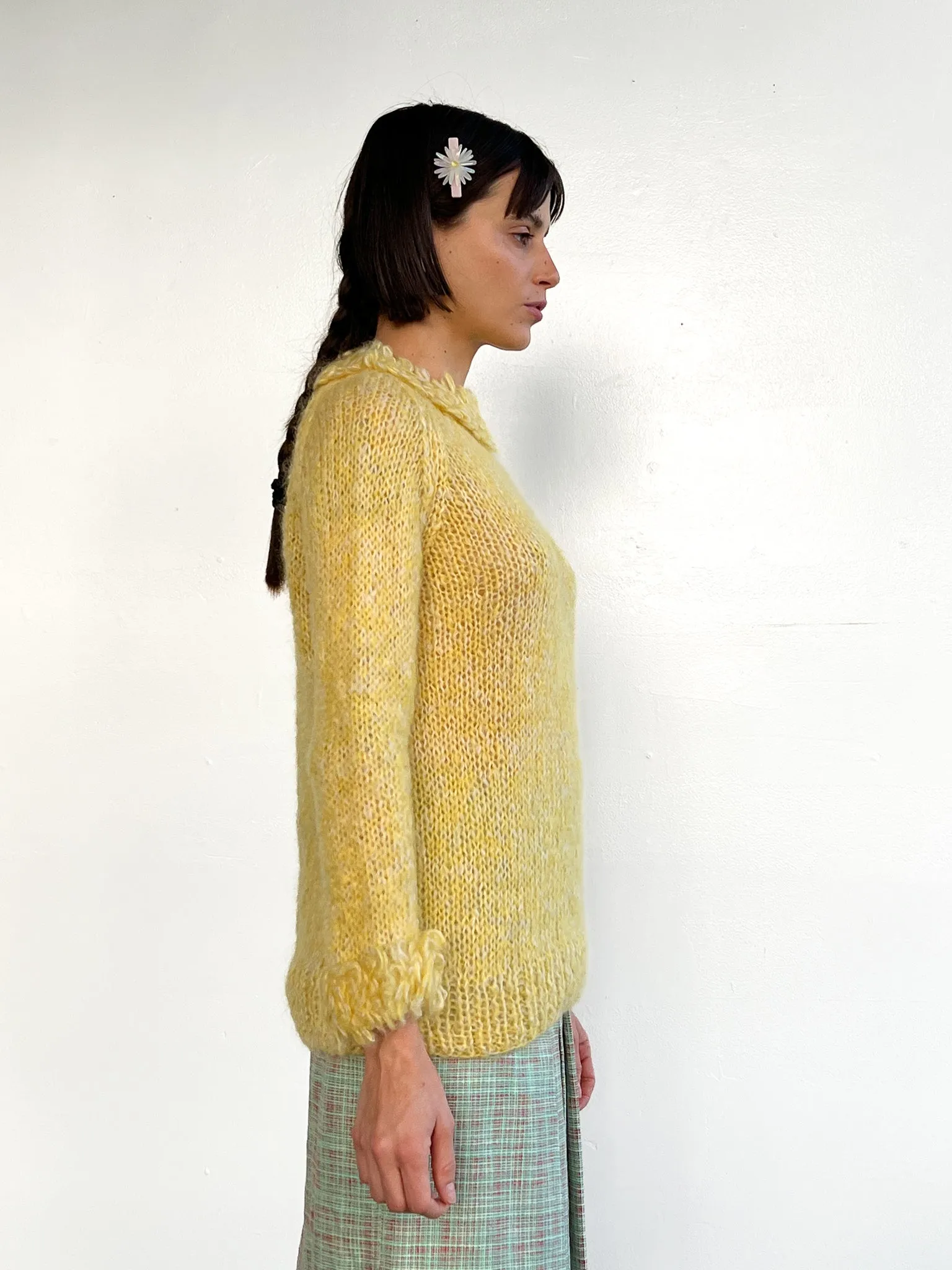 Daffodil Fringed Mohair Sweater (M)