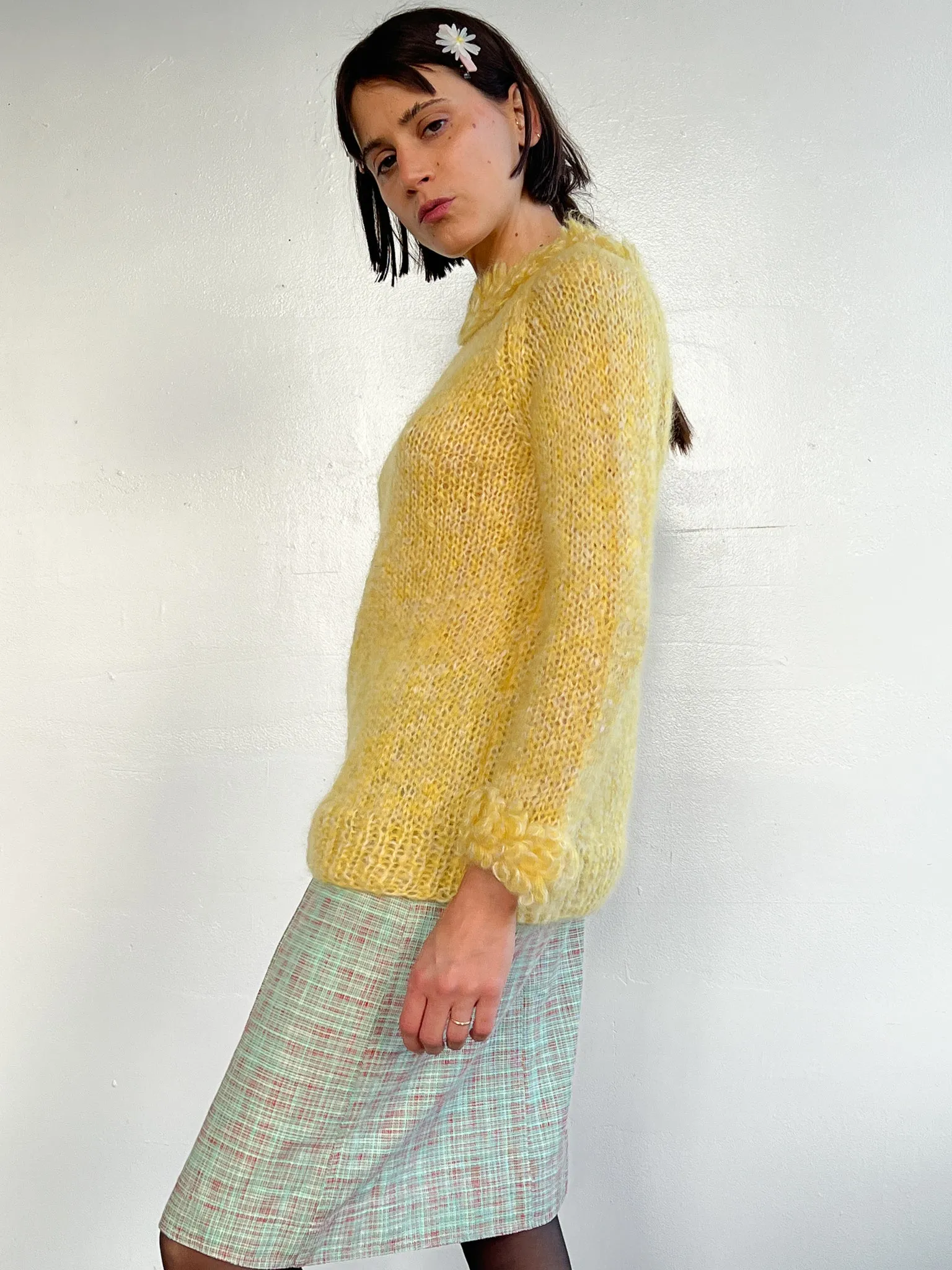 Daffodil Fringed Mohair Sweater (M)