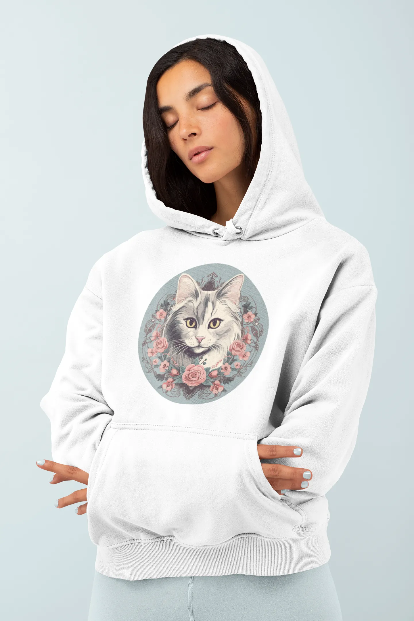 Damen Hoodie mit Katzenmotiv "Romantic Cat"