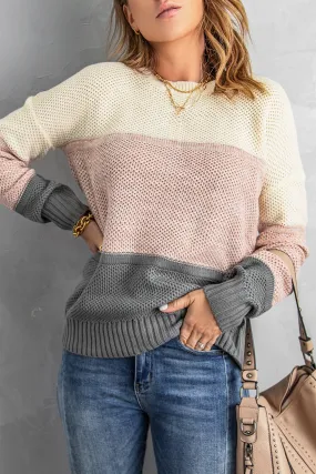 Dark Grey Color Block Sweater