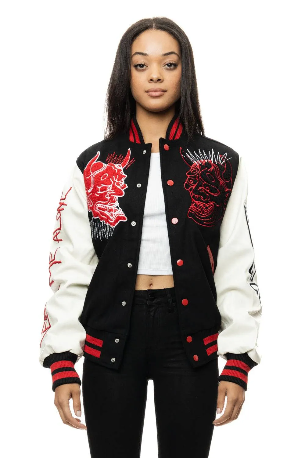 Demon Fashion Varsity Jacket - Black