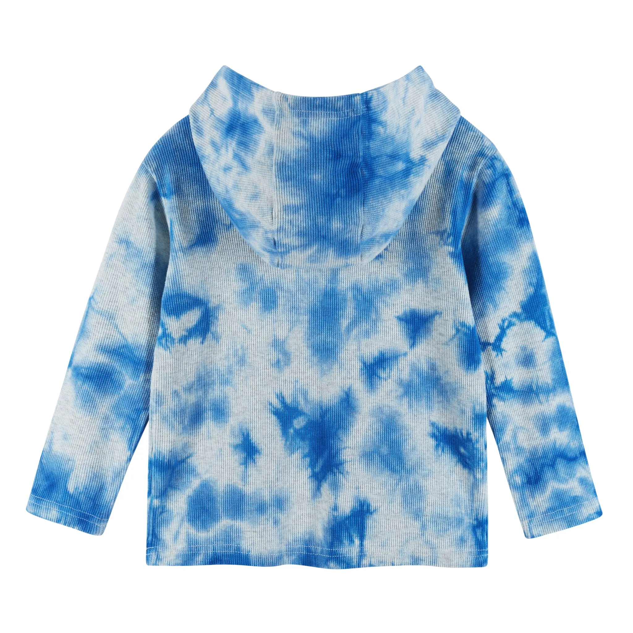 Dip Dye Hooded Waffle Henley | Blue