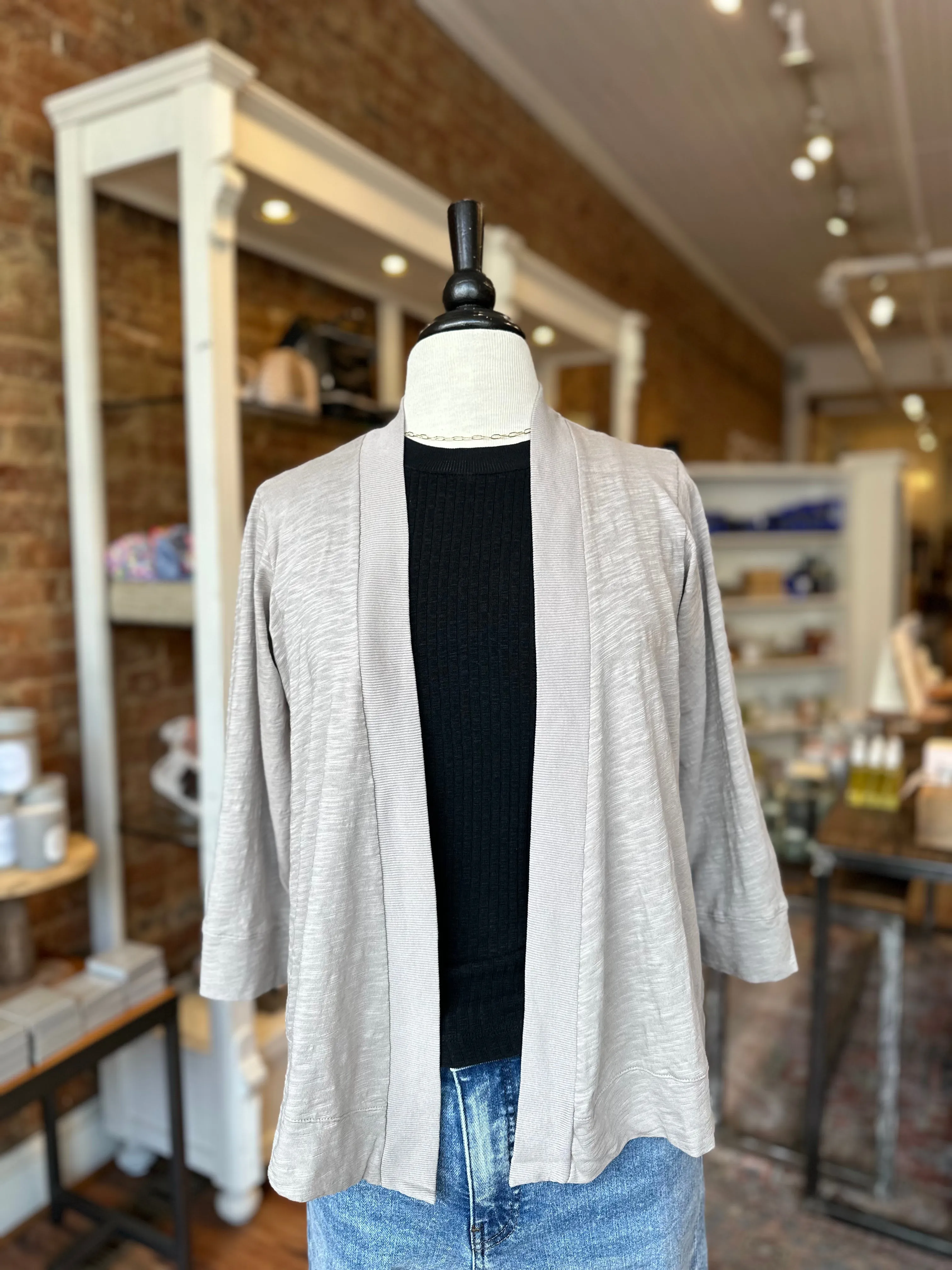 Easy 3/4 Sleeve Cardigan in Cirrus