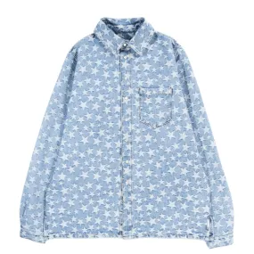 ERL DENIM JACQUARD OVERSHIRT LIGHT BLUE