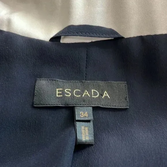 Escada Black Satin Jacket with Beaded Trim