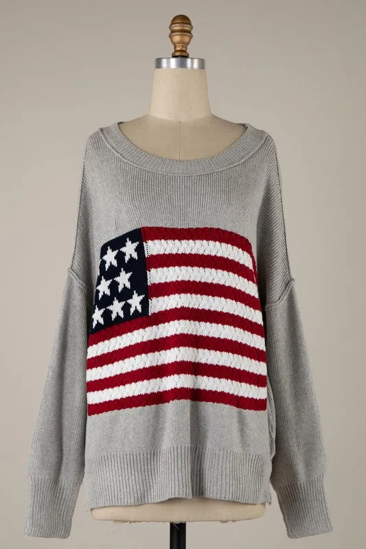 Flag Crochet Knit Sweater Top