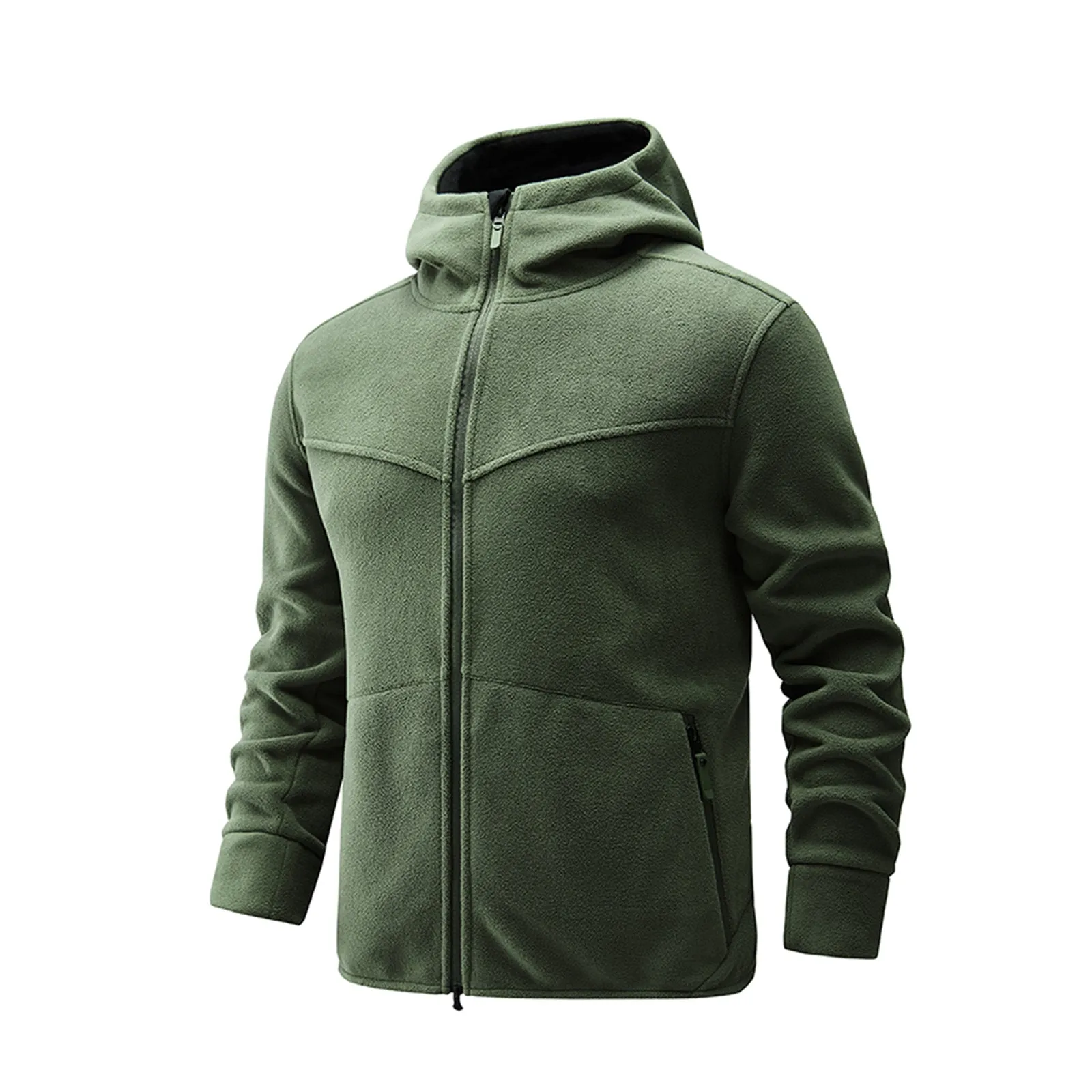 FLEECE ZIPPER POCKET HOODED JACKET