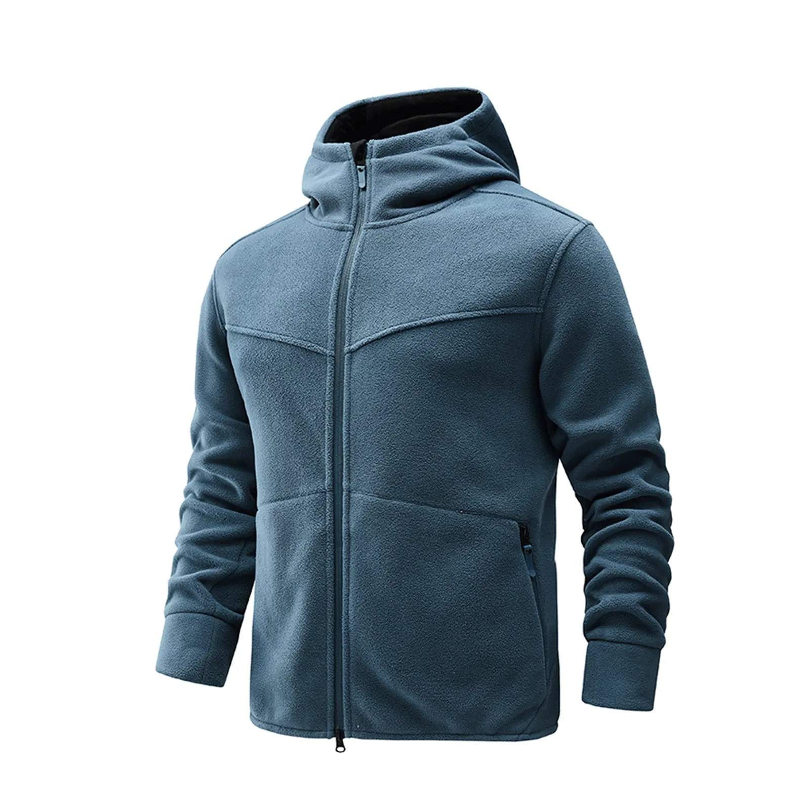 FLEECE ZIPPER POCKET HOODED JACKET