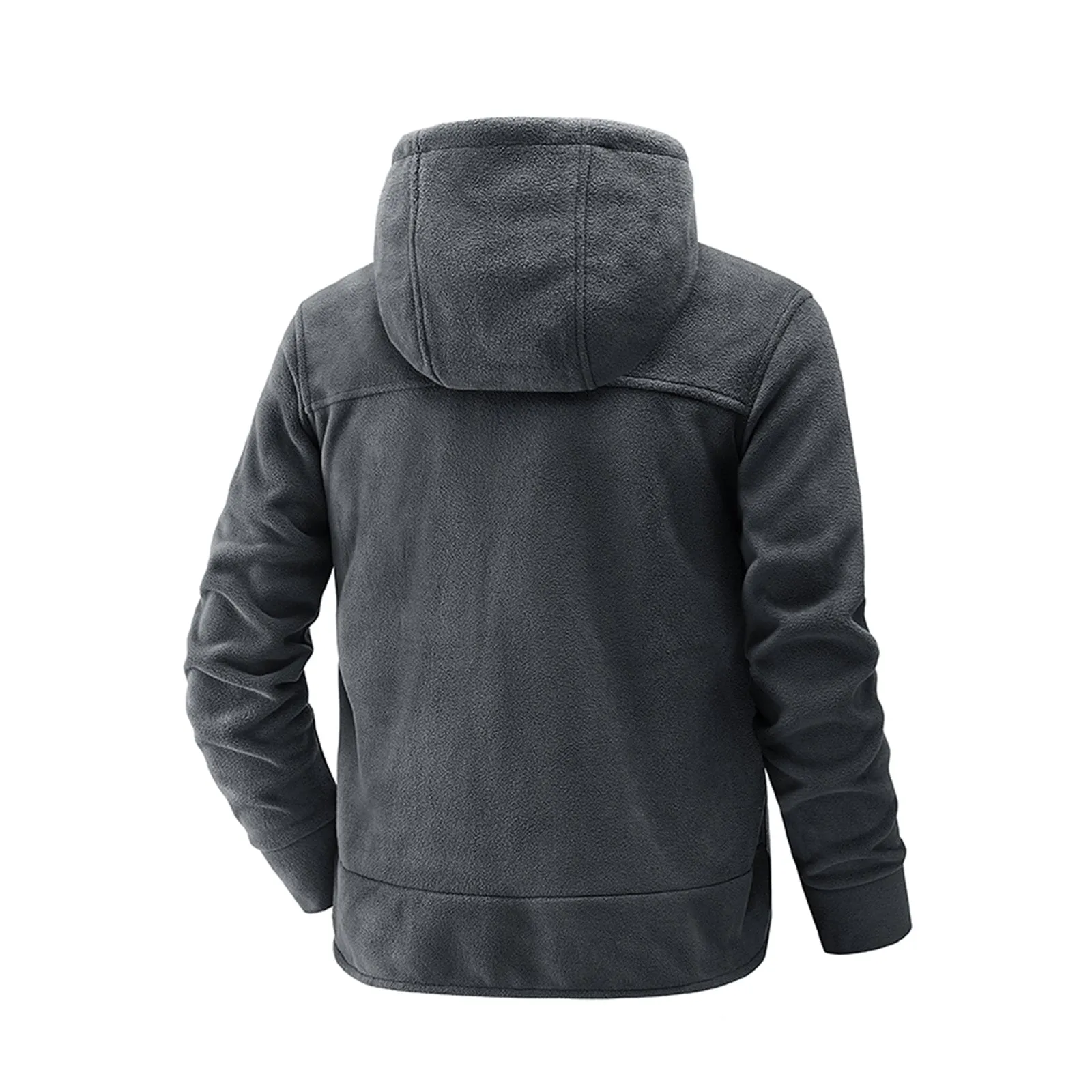 FLEECE ZIPPER POCKET HOODED JACKET