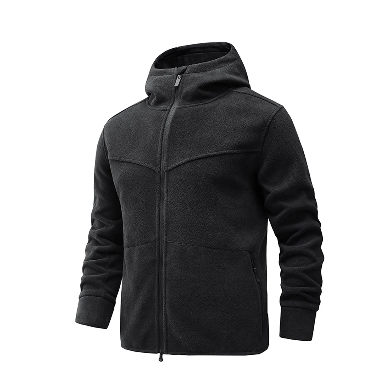 FLEECE ZIPPER POCKET HOODED JACKET