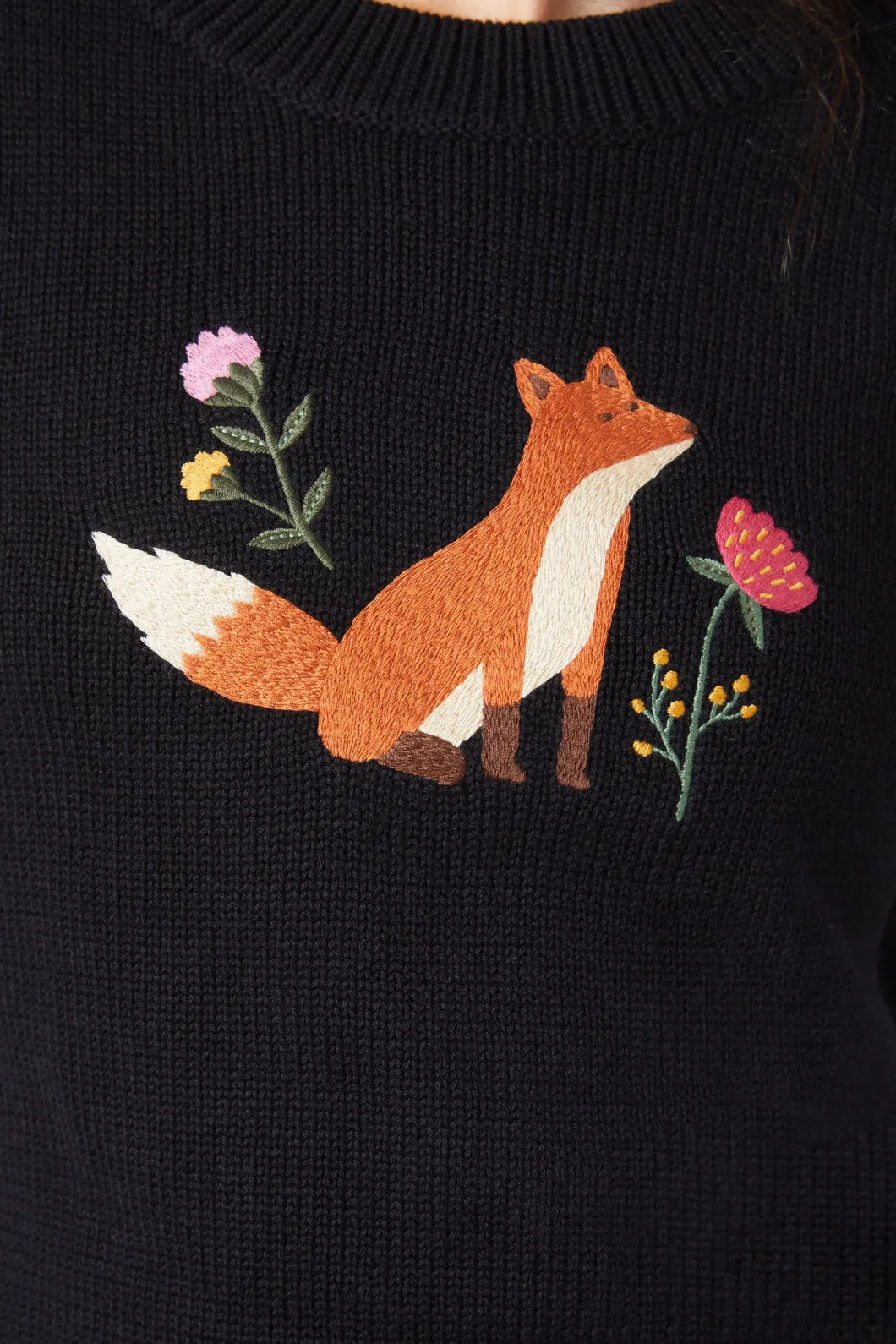 Fox Embroidered Sweater