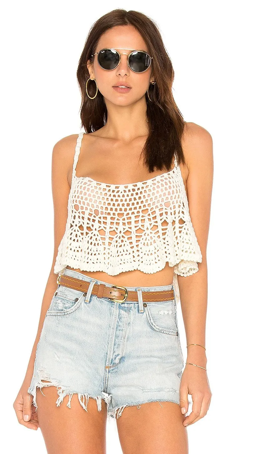 Free People Free Bird Crochet Crop Tank