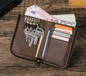 Genuine Leather Zipper Wallet & Key Holder