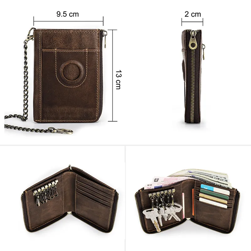 Genuine Leather Zipper Wallet & Key Holder