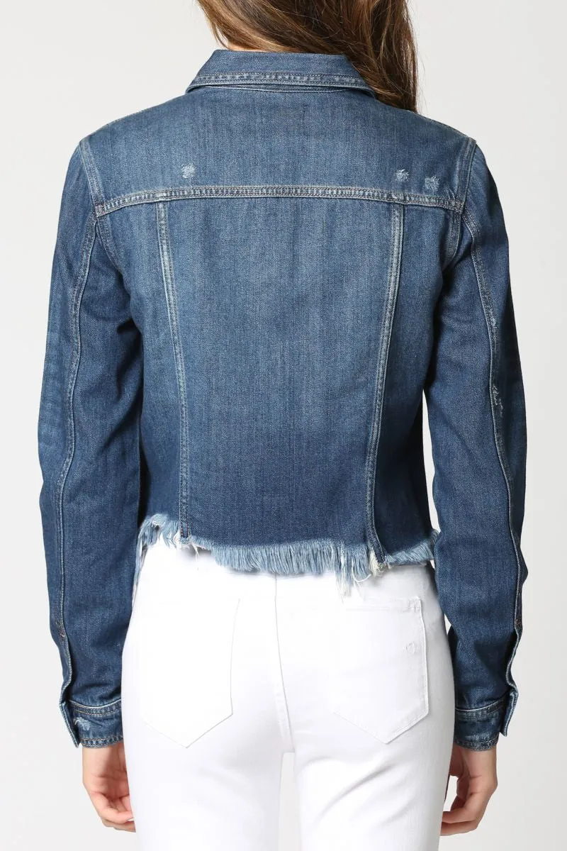 Hidden Frayed Denim Jacket