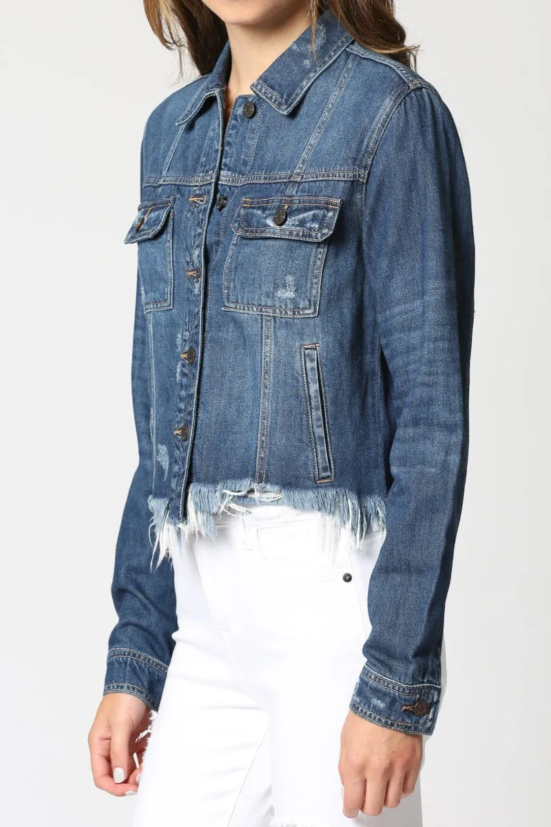 Hidden Frayed Denim Jacket