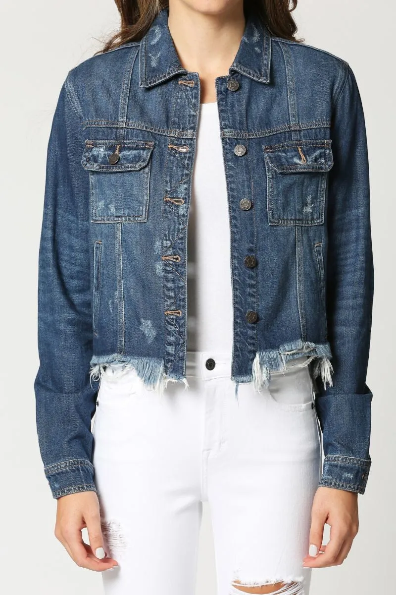 Hidden Frayed Denim Jacket