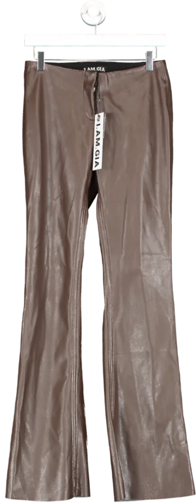 I.AM.GIA Brown Estyn Faux Leather Trousers UK S