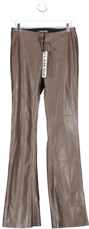 I.AM.GIA Brown Estyn Faux Leather Trousers UK S