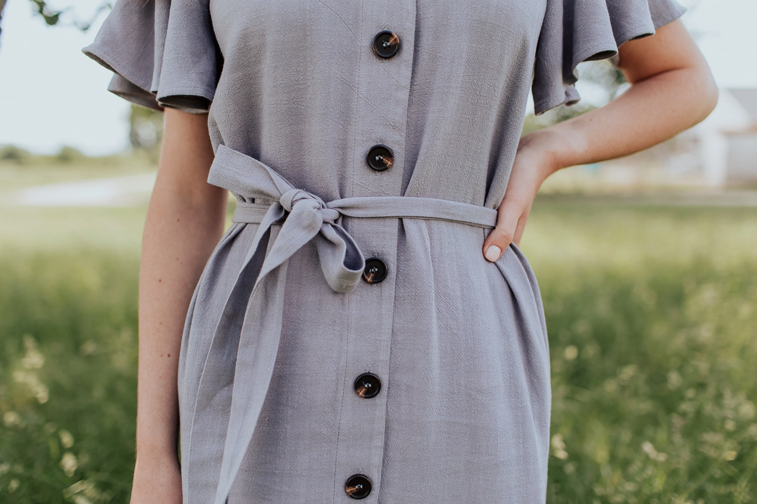 Janelle Button Down Dress in Ash