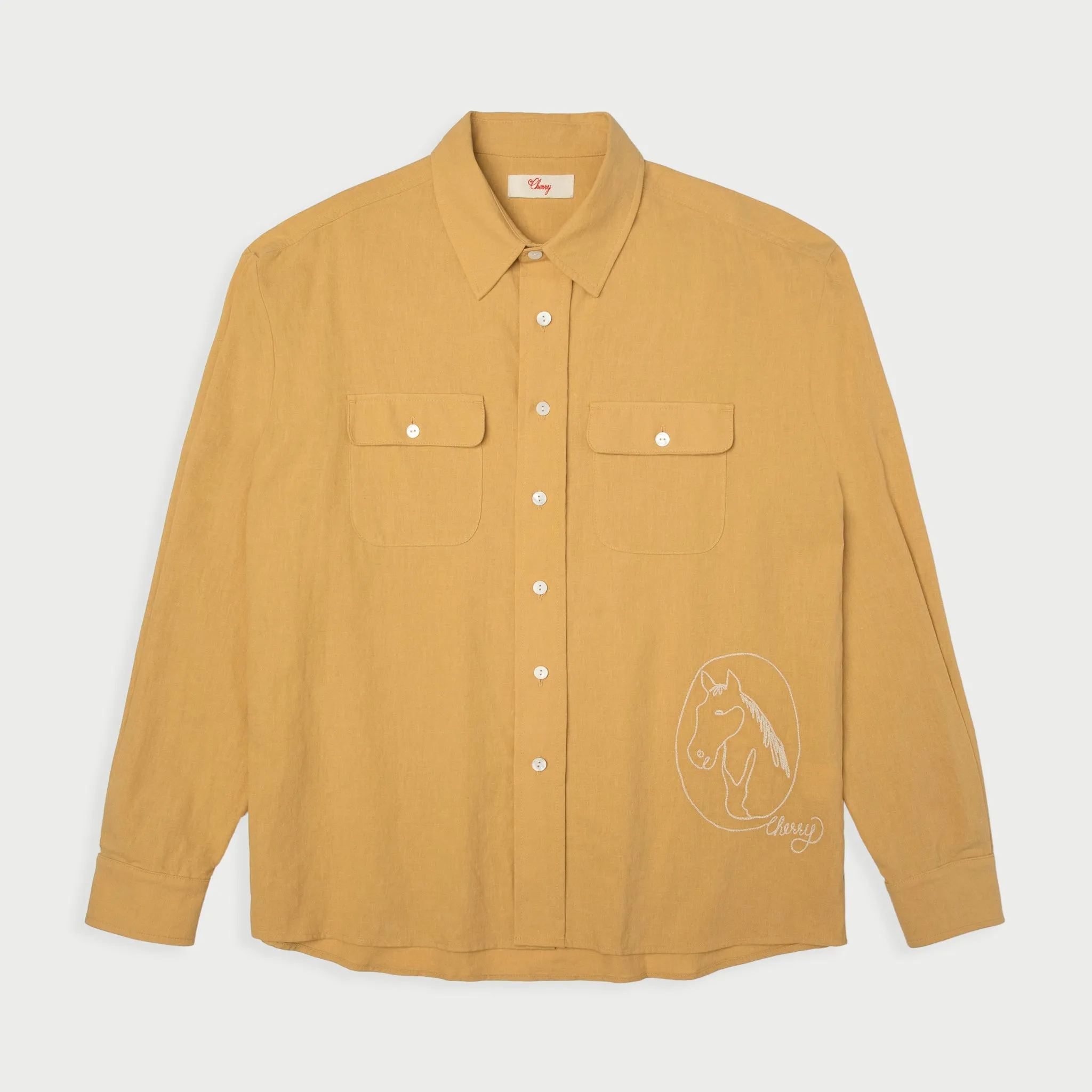 Linen Button Up (Mustard)