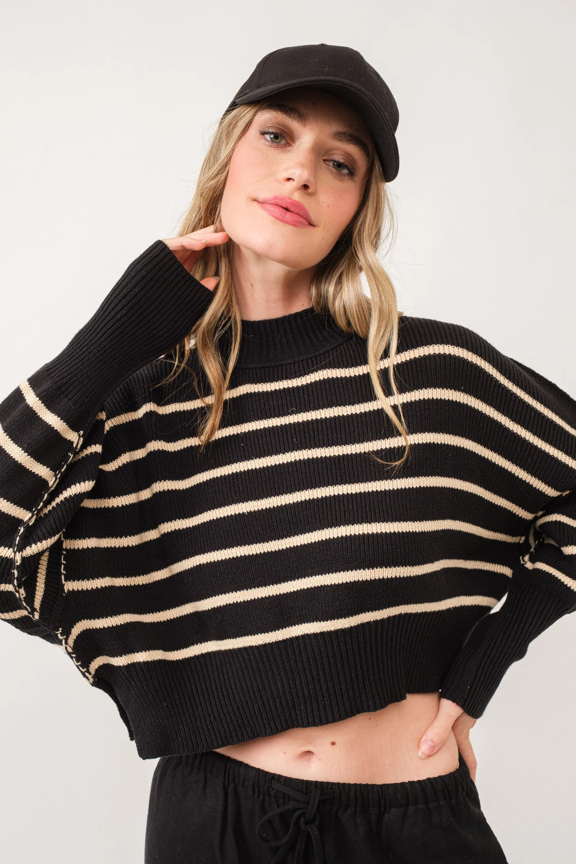 Lovergirl Striped Sweater - Black