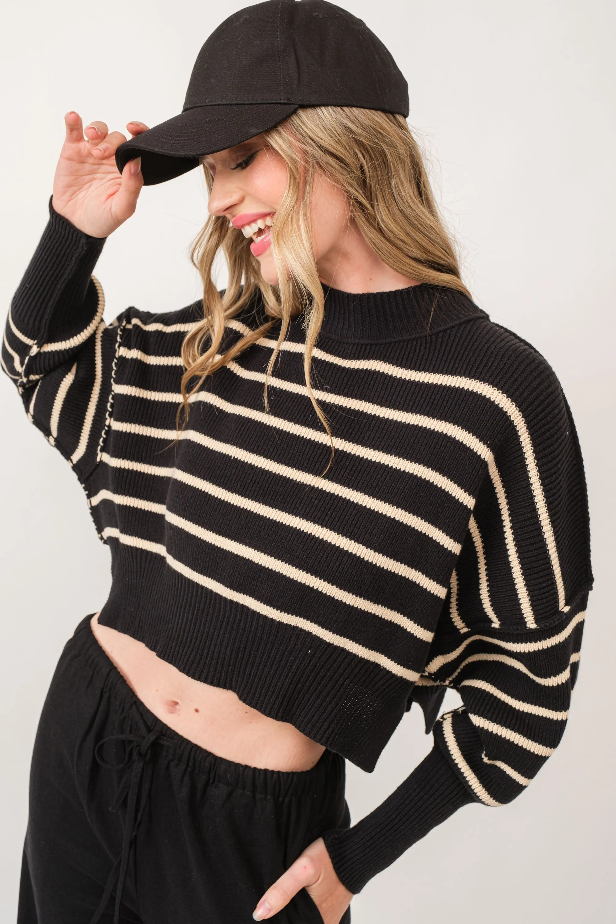 Lovergirl Striped Sweater - Black