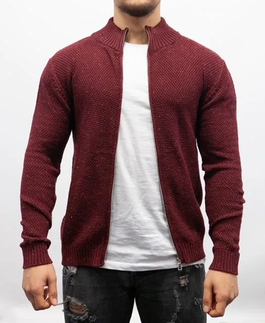 Marcus Zip Up Sweater (Burgundy)