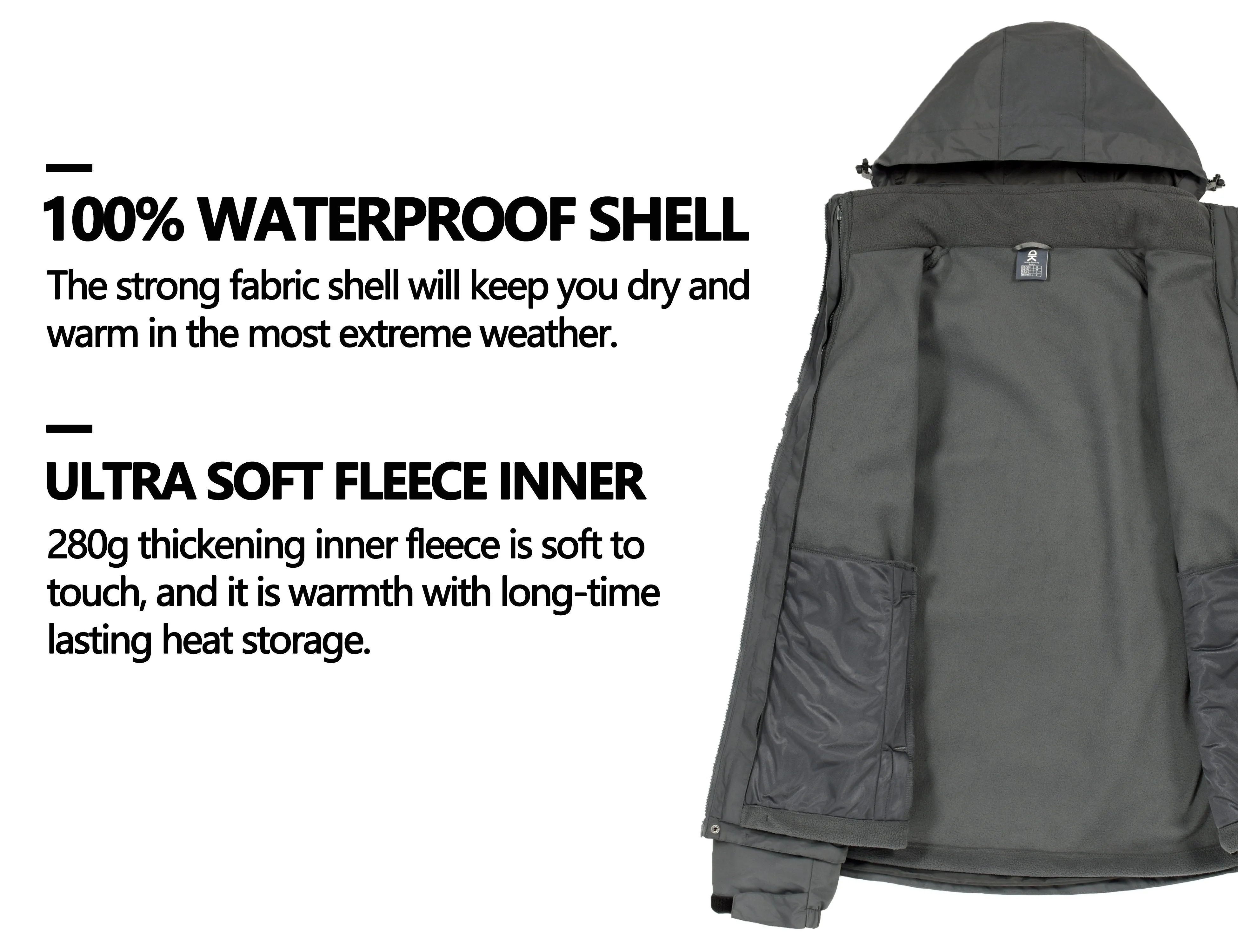 Men's 3 in 1 Winter Ski Warm Fleece Liner Jacket