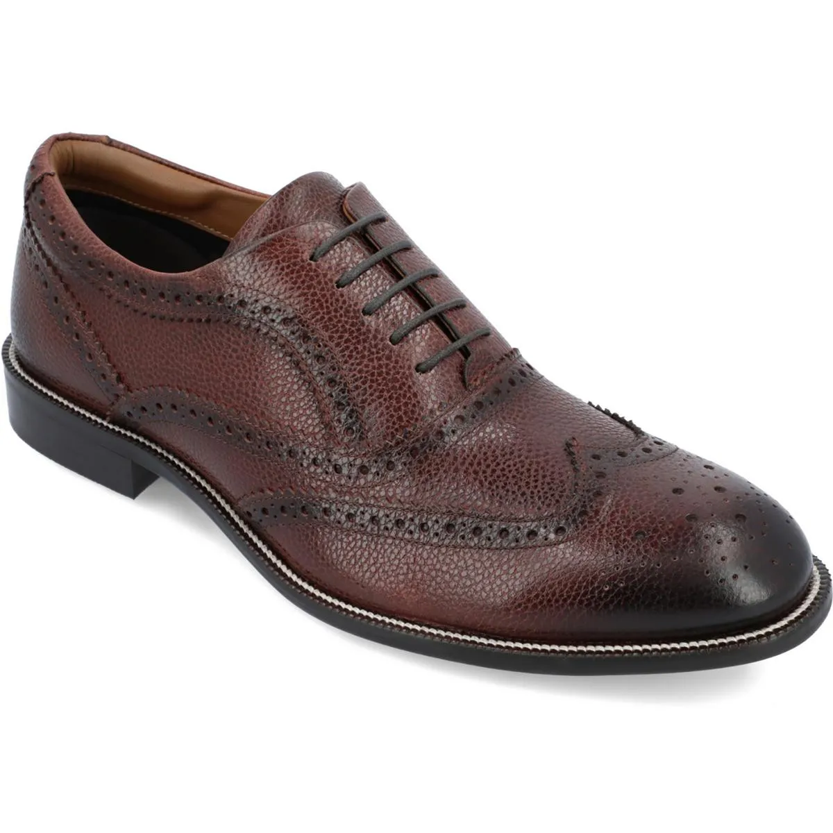 Mens Leather Round Toe Oxfords