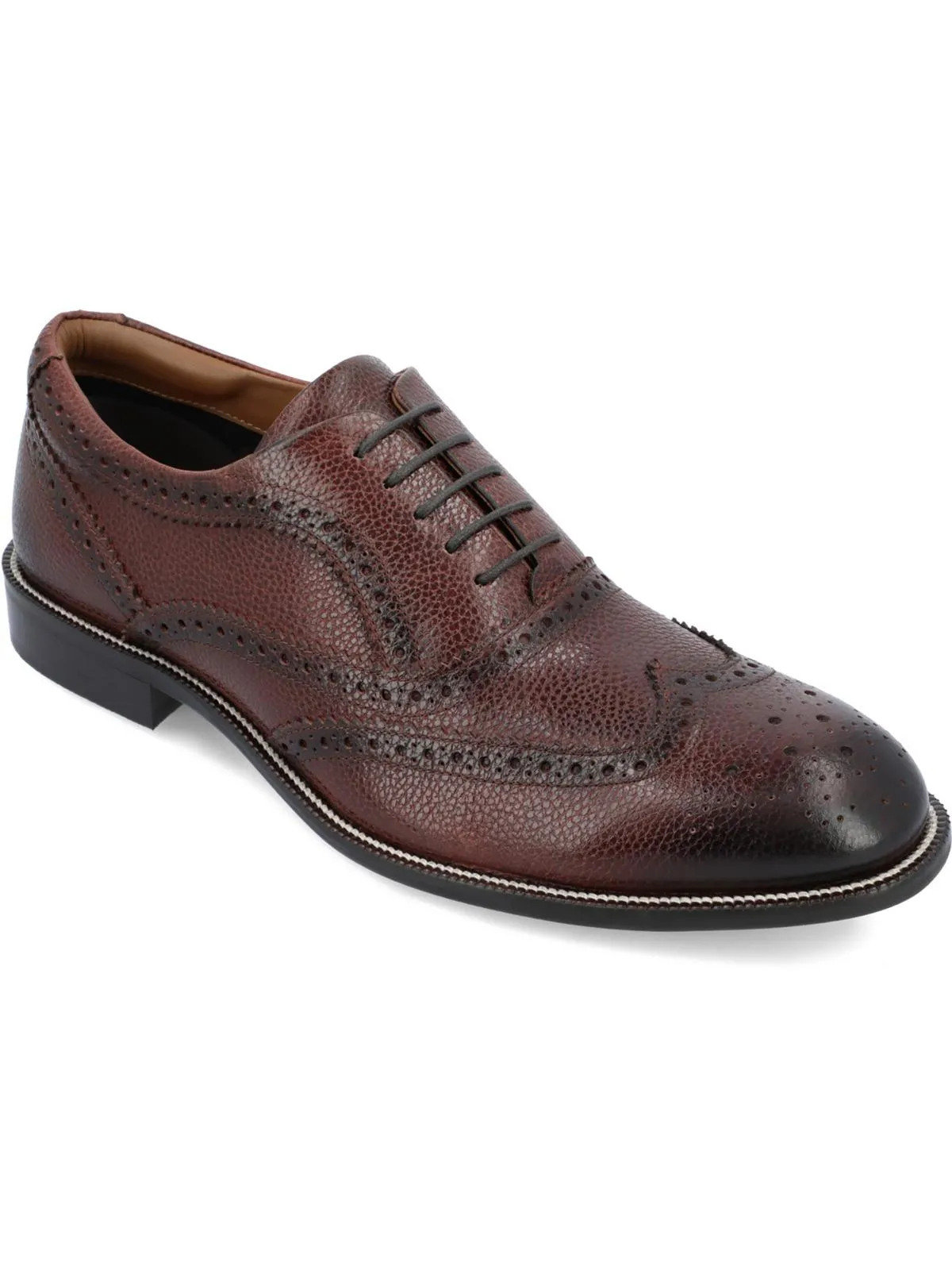 Mens Leather Round Toe Oxfords