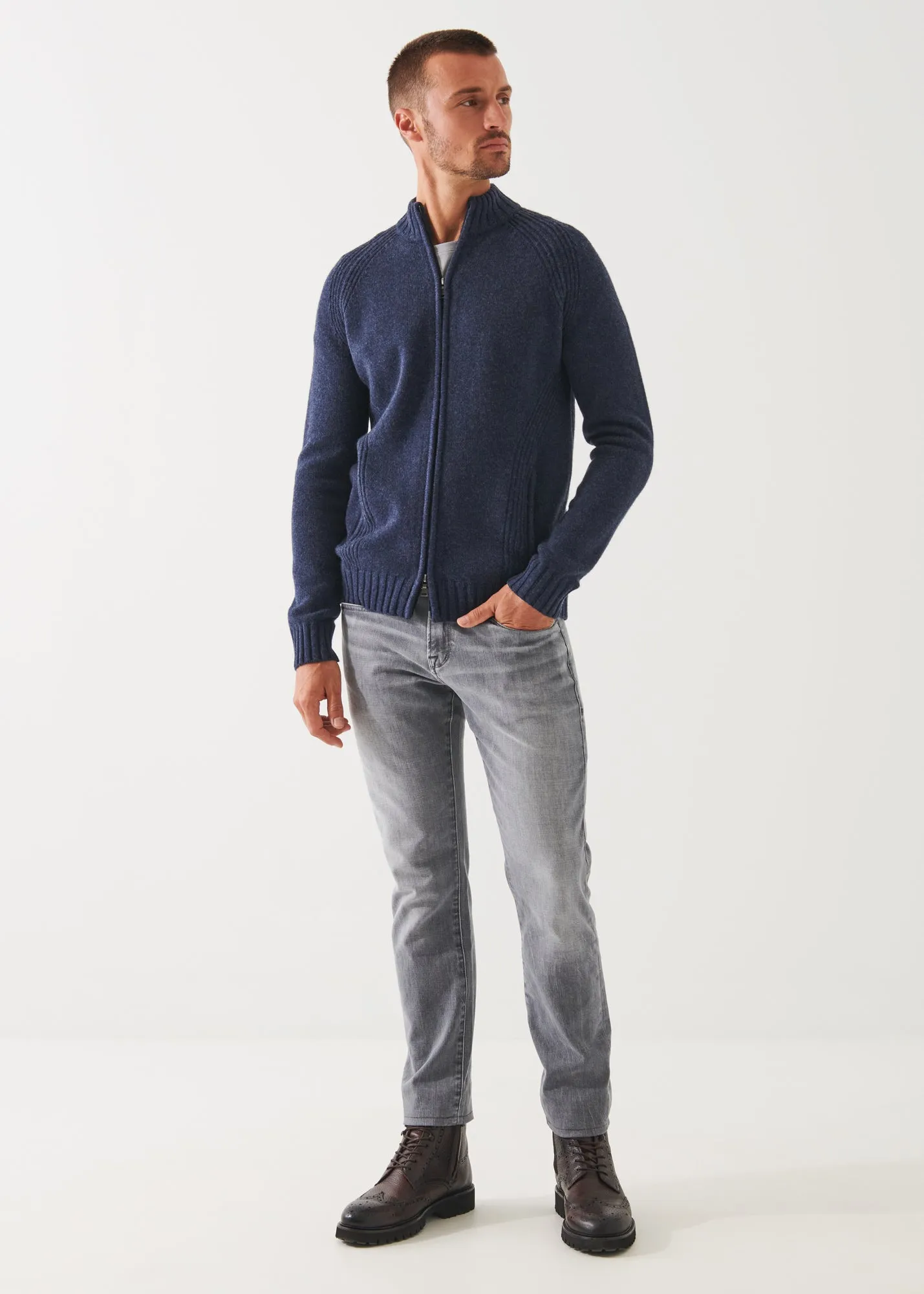 MERINO RAGLAN ZIP CARDIGAN