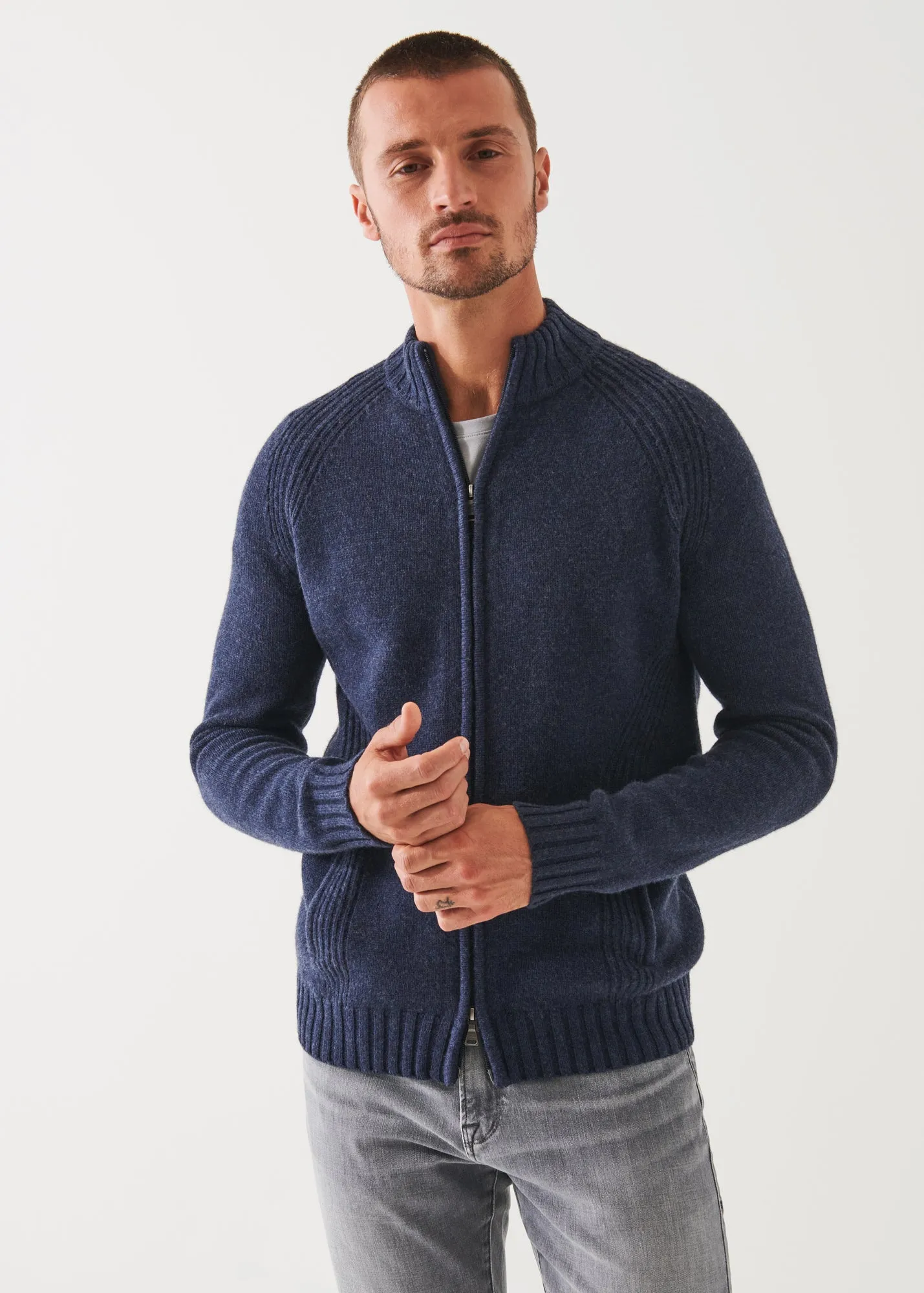 MERINO RAGLAN ZIP CARDIGAN